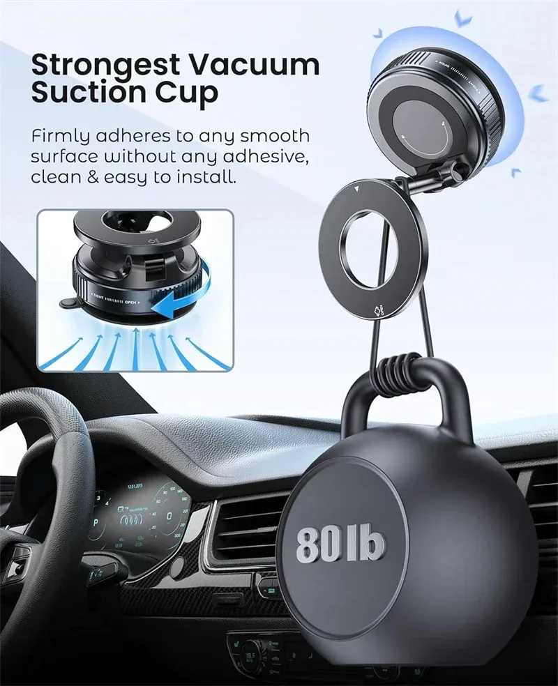 Car Phone Magnetic Stand - Vacuum Suction 80lb Test