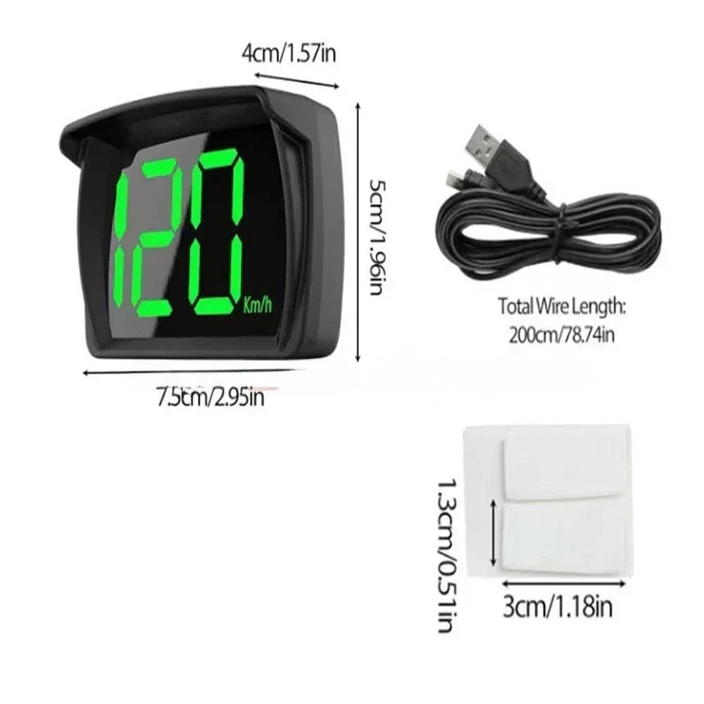 GPS HUD Speedometer - Case and Cable Dimensions