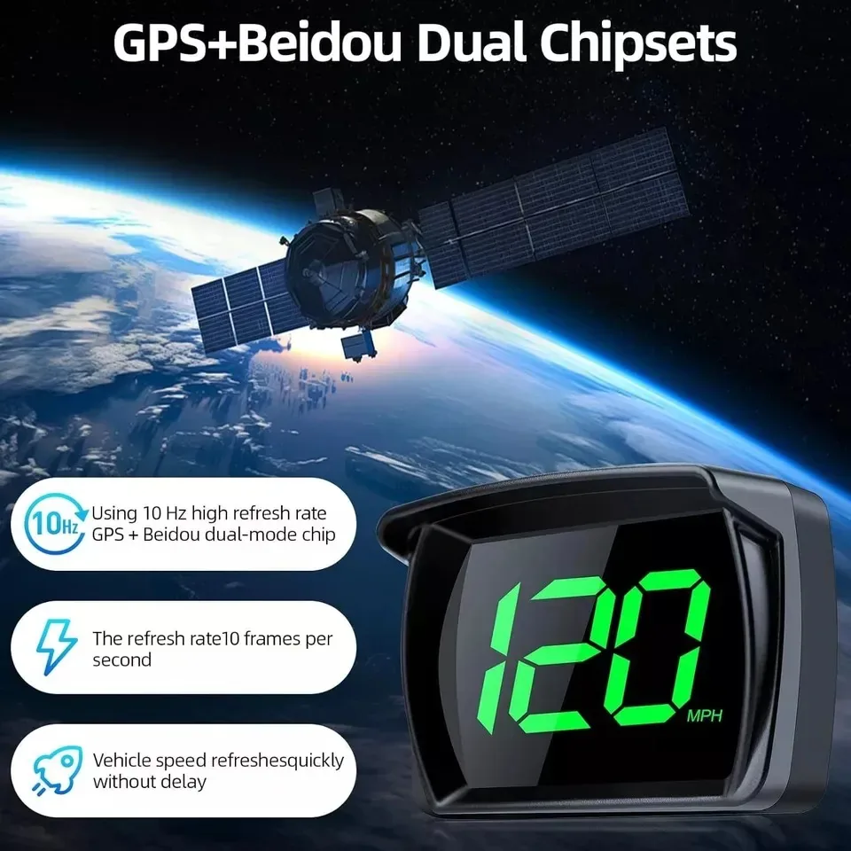GPS HUD Speedometer - Dual Chip GPS and BeiDou Tracking