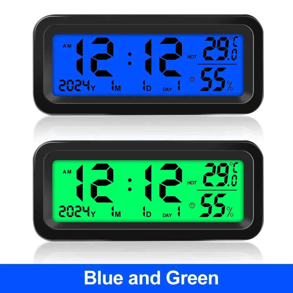 Solar Car Clock - Blue and Green Backlight