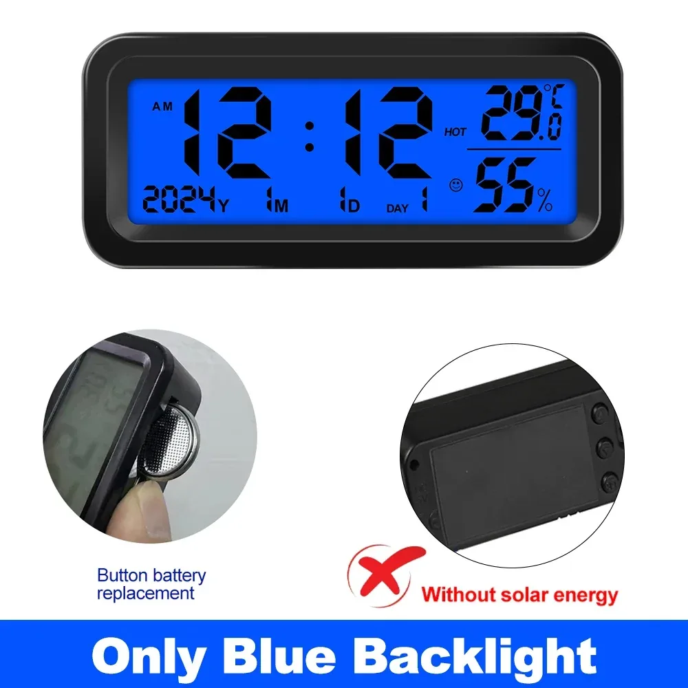 Solar Car Clock - Blue Only Backlight, No Solar