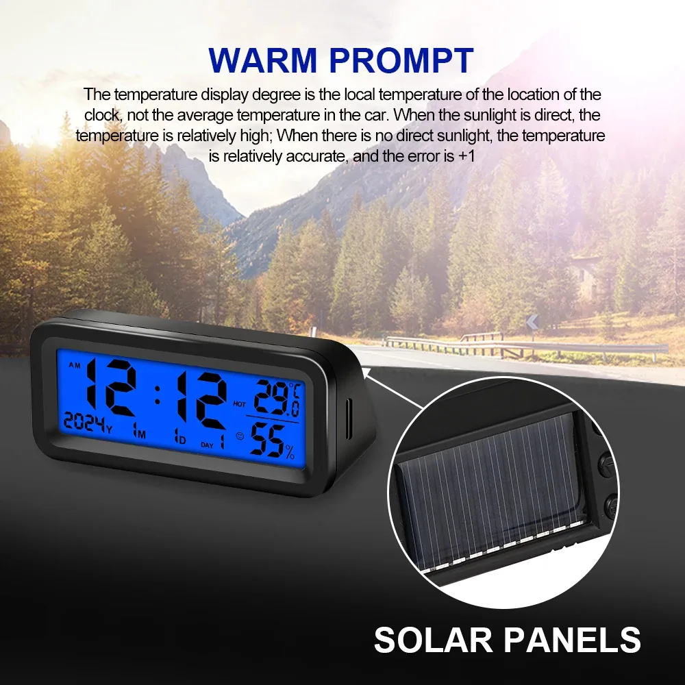 Solar Car Clock - Solar Panel Charging